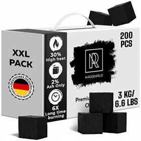 New! Hookah Coals Coconut Hookah Charcoal 200 Count 3 KG 6.6 lbs Value Pack Premium Quality 25mm (1x1x1 in) 100% Natural Coconut Coals for Hookah