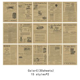 30 Sheets of Vintage Scrapbook Paper - Perfect for Journaling, Bullet Journals, DIY Art & Crafts! (Items: Color C)