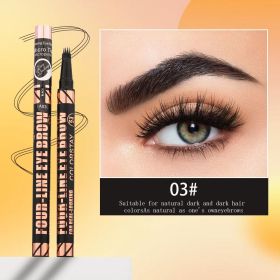 3 Colors Quad Wild Eyebrow Eyebrow Pencil Waterproof Non-Halogenating Extremely Fine Liquid Water Eyebrow Pencil (size: QICIY-QZY2101-03)